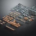 Diverse Scene Components Collection With Various Structural And Decorative Elements