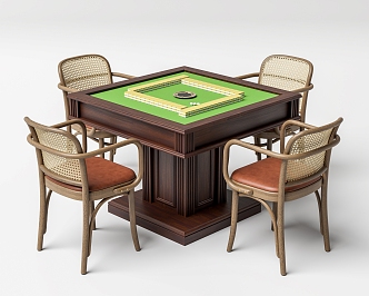 Vintage Mahjong Table and Chair Mahjong Table and Chair Combination 3d model