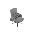 Modern Light Gray Office Chair With Cushioned Seat Armrests And Fringed Blanket On Black Base