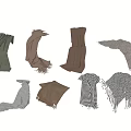 Various Colored Scarves In Different Styles Including Green Brown Gray And Checkered