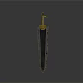 Detailed 3D Model Sword With Wooden Handle And Long Metal Blade