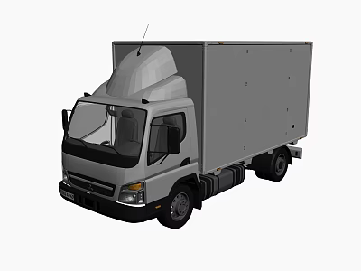 Gray Box Truck With Cab Design And Container Body For Commercial Delivery Transportation 3d model