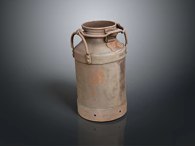 Vintage Metal Milk Can With Two Handles Rustic Design For Home Storage 3d model