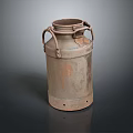 Vintage Metal Milk Can With Two Handles Rustic Design For Home Storage 3d model