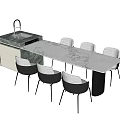 Modern Dining Table and Chair Combination Island Table Dining Table and Chair 3d model
