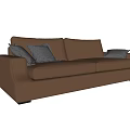 Modern Brown Fabric Two Seater Sofa With Gray Decorative Cushions 3d model