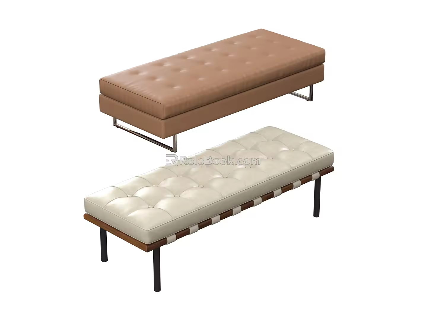 Modern Sofa Stool Modern Leather Bed End Stool Sofa Bench 3d model