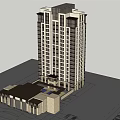 Modern High Rise Building Exterior With Multiple Windows And Attached Low Structure 3d model