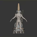 Industrial Mechanical Machine With Scale Human Figure Model And Base Structure 3d model