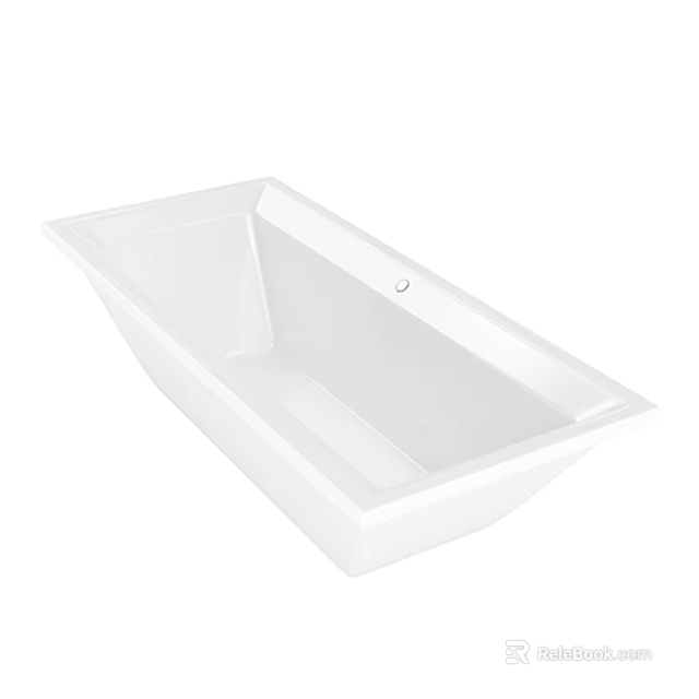 Modern White Rectangular Freestanding Bathtub With Smooth Surface For Bathroom Combination 3d model 