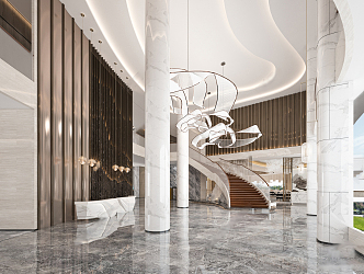 Modern Hall Hotel Lobby 3d model