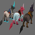 Fantasy Creature Mounts With Glowing Horns Striped Hats And Wizard Hats
