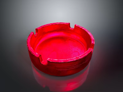 Red Circular Ashtray With Smooth Surface And Reflective Background Design 3d model