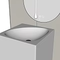 Modern Bathroom Faucet With White Sink Round Mirror And Water Droplets