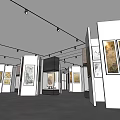 Book Art Gallery With Modern Design Featuring Various Artworks On Walls And Spotlights
