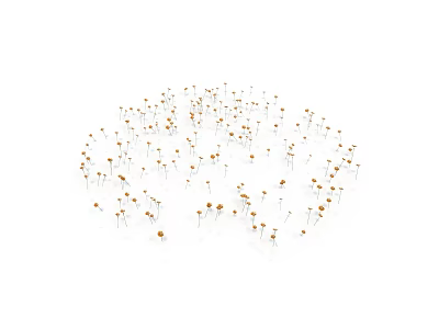 Small Green Plants With Slender Stems And Yellow Tips In Circular Cluster On White Background 3d model