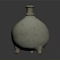 Traditional Celadon Sculpture Carving With Crackle Glaze And Three Feet Base