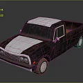 Vintage Rusty Pickup Truck With White Roof And Dark Body Design