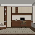 Study Ancient Style Study Bookcase Desk and Chair Leisure Sofa 3d model