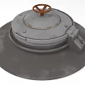Gray Industrial Metal Round Cover With Steering Wheel Handle And Bolts