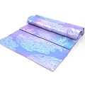 Soft Purple And Blue Scarf With White Floral Pattern Rolled For Daily Use
