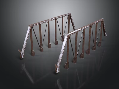 Industrial Metal Frame Equipment With Rustic Steel Support Structures And Base Plates 3d model