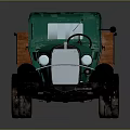 Vintage Green Truck With Wooden Cargo Bed And Retro Classic Design