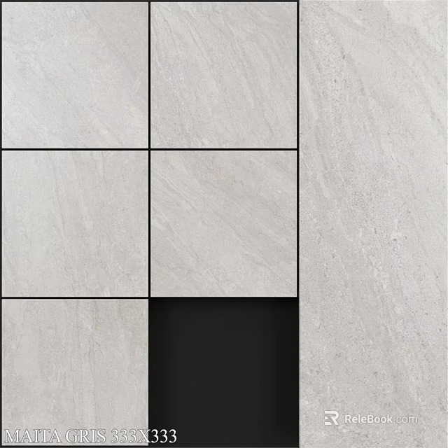 Gray Tile Components Featuring Square Arrangement Black Square Accents And Textured Wall 3d model 