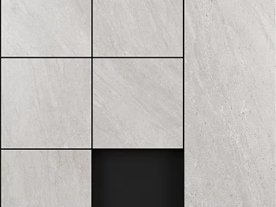 Gray Tile Components Featuring Square Arrangement Black Square Accents And Textured Wall 3d model