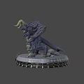 Mythical Demon Game Character With Horned Design Red Eyes And Broken Stone Pillar Base