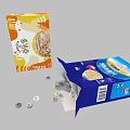 Two Cereal Boxes With Orange And Blue Packaging Open Box Showing Spilled Cereal Rings
