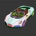 White Bugatti Convertible Sports Car With Yellow Seats And Modern Sleek Design