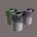 Colorful Ceramic Mugs With Green Gray Purple Gradient Design And Handles