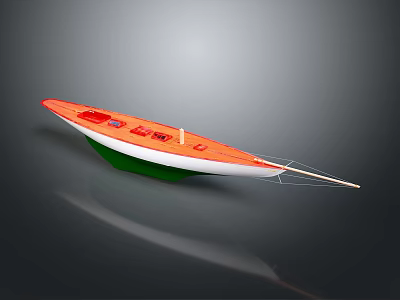 Vibrant Model Sailboat With Orange Deck White Green Hull And Sail Details 3d model