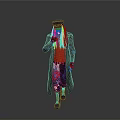 Man in Black Long Coat Red Top Colorful Pants and Black Cap