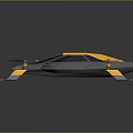 Futuristic Yellow And Gray Flying Vehicle With Multi Rotor Propellers And Cockpit