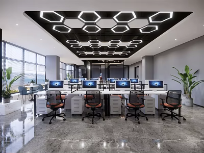 modern public office area office area 3d model