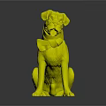 Boxer Dog Sitting With Brown And White Striped Scarf Tongue Out On Black Background