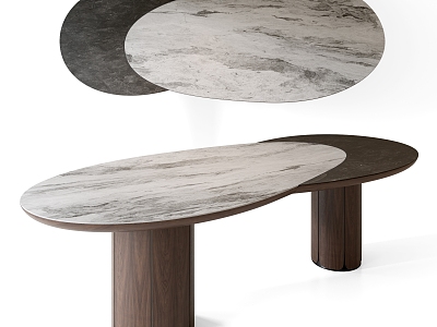 Fusion Middle Style Dining Table Marble Dining Table Solid Wood Dining Table Shaped Dining Table 3d model