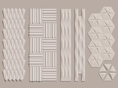 Decorative Wall Panels With Various Textured Patterns And Geometric Designs for Interior Decoration 3d model