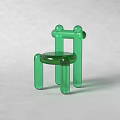 Modern Green Glass Stool With Unique Rounded Tubular Design And Transparent Structure