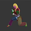 Game Movie Female Character In Black Taekwondo Uniform With White Belt And Martial Arts Stance