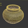 Ancient Clay Pot Sculpture Carving With Red White Marks And Detailed Texture