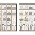 Stylish Shoes Displayed in Modern Glass Showcase with Organized Shelves and Lighting