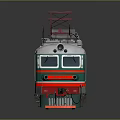 Green and White Electric Train Model with Red Pantographs and Detailed Design