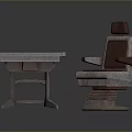 Modern Office Desk With Wooden Surface And Sturdy Metal Legs Chair Included Design