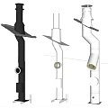 Industrial Metal Pipes with Different Black and Silver Designs Featuring Blades and Circular Components
