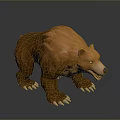 3D Brown Bear Model Featuring Furry Texture Standing Pose Sharp Claws And Fierce Look 3d model