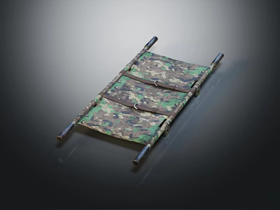 Commercial Stretcher Equipment with Camouflage Pattern Metal Frame and Canvas Surface 3d model