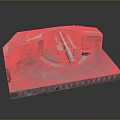 Historic Military Battery Scenery With Stone Walls Circular Platform And Cannons